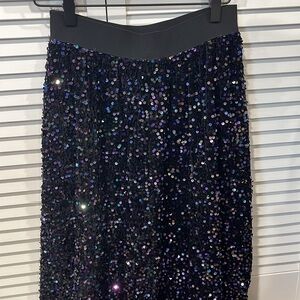 Elegant Black Sequin Pencil Skirt